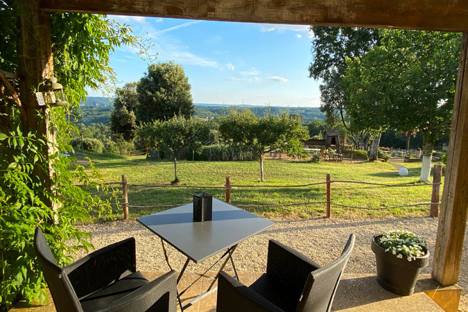 Soft colours in an orchard studio apartment, village of gites, Sarlat