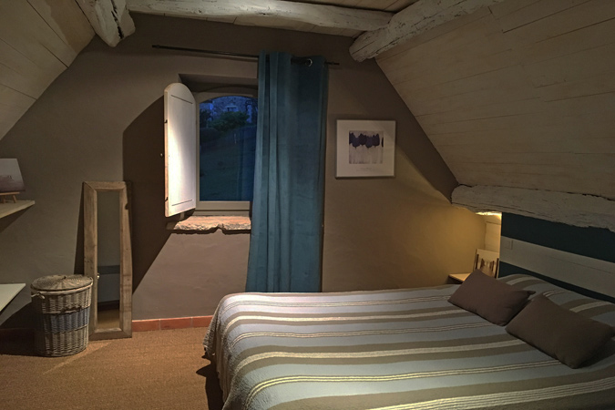 Decoration in a bedroom in the Métairie gite, Sarlat in the Dordogne