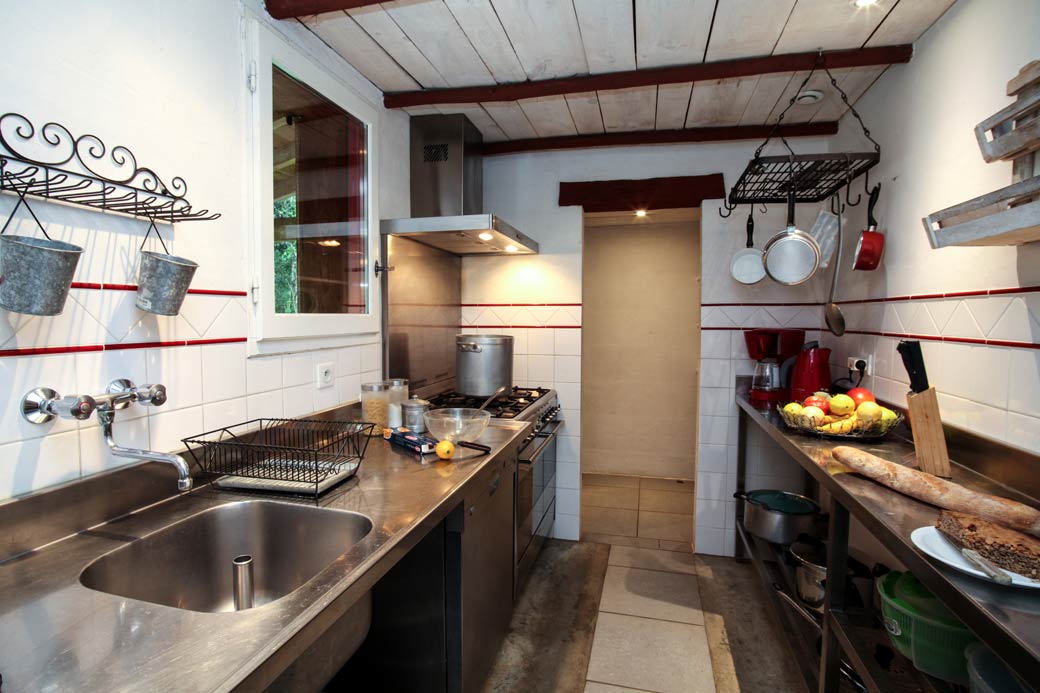 Kitchen in Grange Ozamis gite, Sarlat in the Dordogne