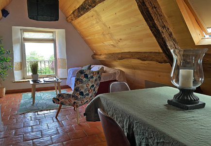 Entspannungsbereich im Ferienhaus Molkerei für Gruppen in Sarlat, Dordogne in Südfrankreich