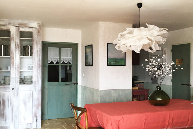 Wohnzimmer im Ferienhaus die Kelterei in Sarlat in Südfrankreich