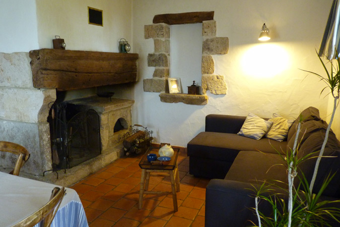 Wohnzimmer im Ferienhaus Molkerei für Gruppen in Sarlat, Dordogne in Südfrankreich