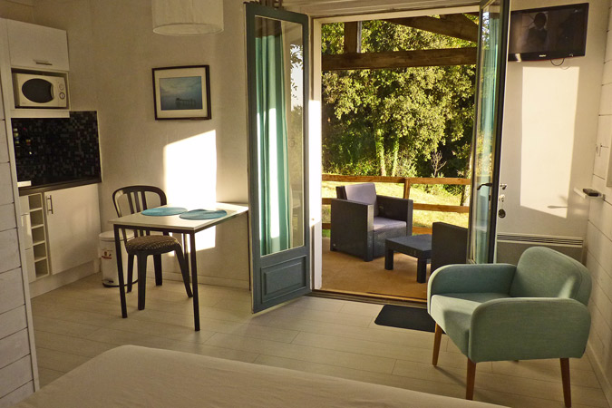 Living room in the Lavender studio apartment, Sarlat in the Dordogne