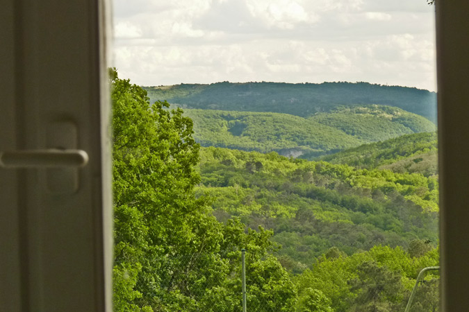 Blick auf das Tal der Dordogne von der Ferienwohnung Lavendel bei Sarlat im Südwesten Frankreichs