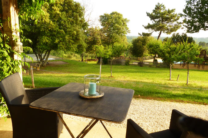 View from the Abelia studio apartment, Hameau du Sentier des Sources, Sarlat