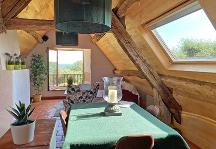 Wohnzimmer im Ferienhaus Obere Molkerei in Sarlat, Dordogne in Südfrankreich