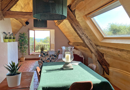 Sala de estar la Métairie Haute en Sarlat, sur de Francia